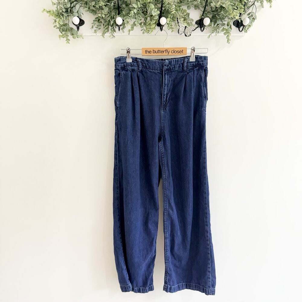 Gap Women’s Ultra Soft Denim wide leg Jeans elastic pleated Size 10 X5384